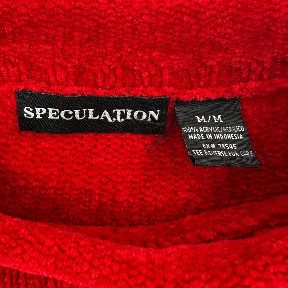 Speculation Women M Striped Crew Neck Sweater Cozy Red Black White Gray Casual - Picture 4 of 6